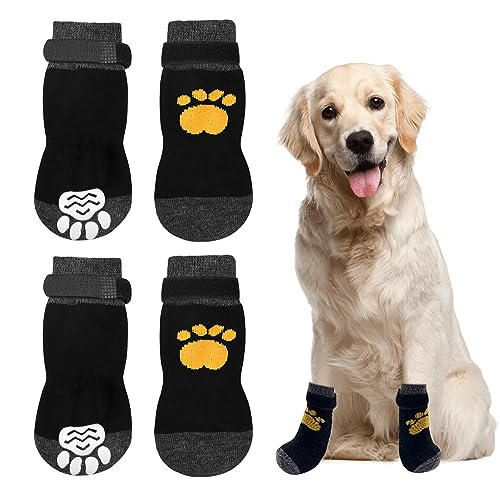 Rutschfeste Hundesocken, Pfotenschutz, Pfotenschutz, Hundeschuhe, Hausschuhe mit verstellbarem Riemen, für Welpen, Hunde, drinnen und draußen, Hartholzböden, 2 Paar Rutschfeste Hundesocken, Pfotenschutz, Pfotenschutz, Hundeschuhe, Hausschuhe mit verstellbarem Riemen, für Welpen, Hunde, drinnen und draußen, Hartholzböden, 2 Paar von Zngou
