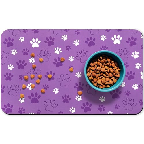 Hundefuttermatte, saugfähige Wassernapf-Matte, Katzen-Haustier-Fütterung, Platzsets, Lila, 40,6 x 61 cm von Zoeeya