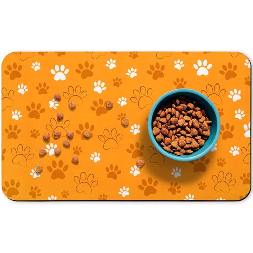 Hundefuttermatte, saugfähige Wassernapf-Matten, Katzen, Haustiere, Platzsets, Orange, 43,2 x 76,2 cm von Zoeeya