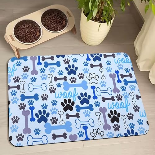 Hundefuttermatten für Böden, wasserdicht, Wassernapf-Matten, Haustierfütterung, saugfähige Platzsets, blau, 61 x 81,3 cm von Zoeeya
