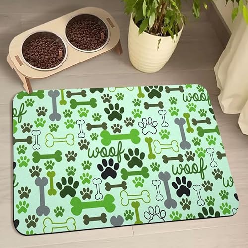 Hundefuttermatten für Böden, wasserdicht, Wassernapf-Matten, Haustierfütterung, saugfähige Platzsets, grün, 43,2 x 76,2 cm von Zoeeya