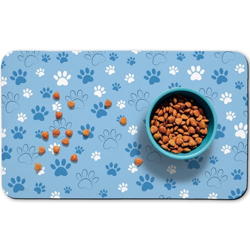 Hundefuttermatten für Böden, wasserdicht, saugfähige Tischsets für Futter und Wasser, Blau, 43,2 x 76,2 cm Hundefuttermatten für Böden, wasserdicht, saugfähige Tischsets für Futter und Wasser, Blau, 43,2 x 76,2 cm von Zoeeya