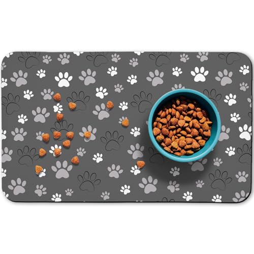 Hundefuttermatten für Böden, wasserdicht, saugfähige Tischsets für Futter und Wasser, Dunkelgrau, 61 x 81,3 cm von Zoeeya