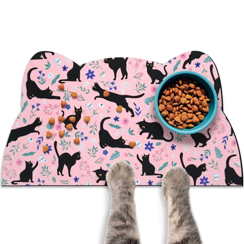 Katzenfuttermatten für Boden, Wassernapf, saugfähige Tischsets für Futter und Wasser, Rosa, 45 x 24,9 cm Katzenfuttermatten für Boden, Wassernapf, saugfähige Tischsets für Futter und Wasser, Rosa, 45 x 24,9 cm von Zoeeya
