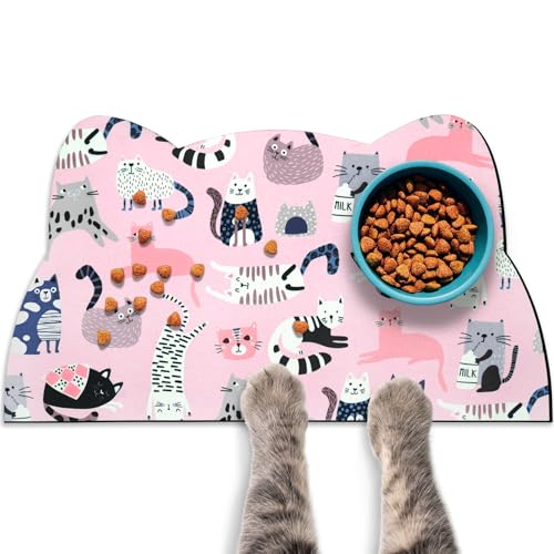 Katzenfuttermatten für Boden, Wassernapf, saugfähige Tischsets für Futter und Wasser, Rosa, 45 x 24,9 cm Katzenfuttermatten für Boden, Wassernapf, saugfähige Tischsets für Futter und Wasser, Rosa, 45 x 24,9 cm von Zoeeya