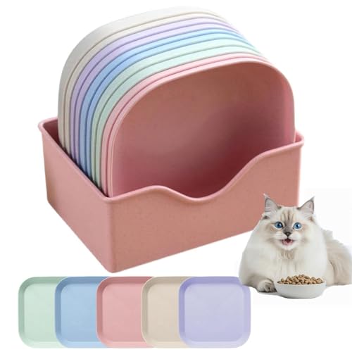 10 Stück Fressnapf Katze Futternapf Katzenschüssel Flach Katzennapf, Katzenschüssel Katzen, Runder Flache Katzennäpfe Bunt Katzenfutter Napfset Katzenteller, Fressnäpfe für Katzen-Pink von Zoenif