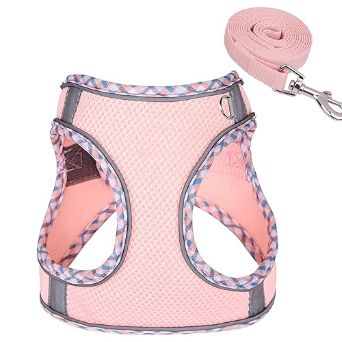 Katzengeschirr Hundegeschirr Kleine Hunde mit Leine, Step-in Katzen Geschirr aus Air Mesh, Reflektierend Atmungsaktiv Brustgeschirr, Welpengeschirr für Kleine Hunde Katzen Geschirr -Air Pink, S von Zoenif