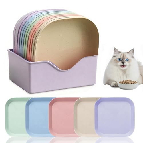 Katzennäpfe, 10 Stück, für Katzen geeignet, flach, Weizenstroh, Kätzchennäpfe für drinnen und draußen, Violett von Zoenif