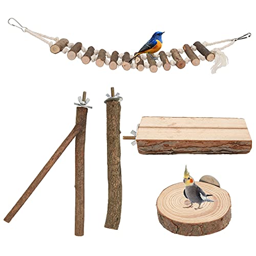 5PCS Vogelsitzstange, Holzvogelsitzstangen-Ständerspielzeug, Käfig-Vogelständer-Spielzeugset, Papageien-stehender Schleifplattformstab mit Schaukel für Vogelkäfigzubehör 5PCS Vogelsitzstange, Holzvogelsitzstangen-Ständerspielzeug, Käfig-Vogelständer-Spielzeugset, Papageien-stehender Schleifplattformstab mit Schaukel für Vogelkäfigzubehör von Zoeyilan