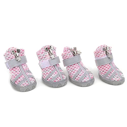 Zoeyilan Hundeschuhe, atmungsaktive Hundestiefel mit reflektierenden Streifen, robuste, rutschfeste Sohle für Sommer, heiße Straßen, Winter, Schnee, Regen und Spaziergänge im Freien, (4 Größe) von Zoeyilan