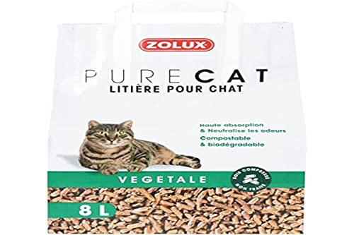 Litière pour chat PURE CAT végétale bois compressé non traité 8 L haute absorption, neutralise les odeurs von Zolux