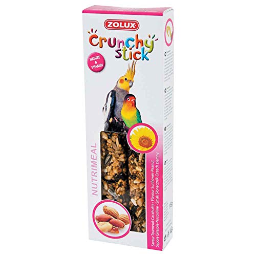 Zolux Crunchy Stick Leckerli für große Wellensittiche, Sonnenblume/Erdnüsse, 115 g von Zolux
