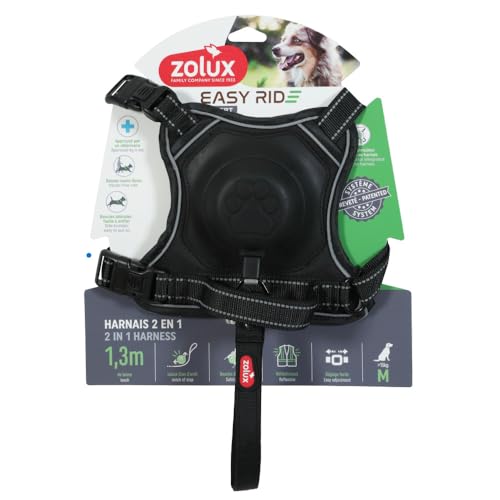 Zolux - Geschirr und Leine mit integriertem Aufrollmechanismus M schwarz für Hunde max. 33 kg von Zolux