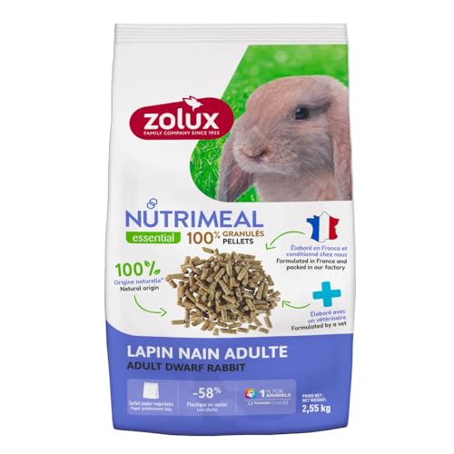 Zolux - Granulat für erwachsene Zwergkaninchen (6 Monate und älter), Beutel mit 2,55 kg von Zolux