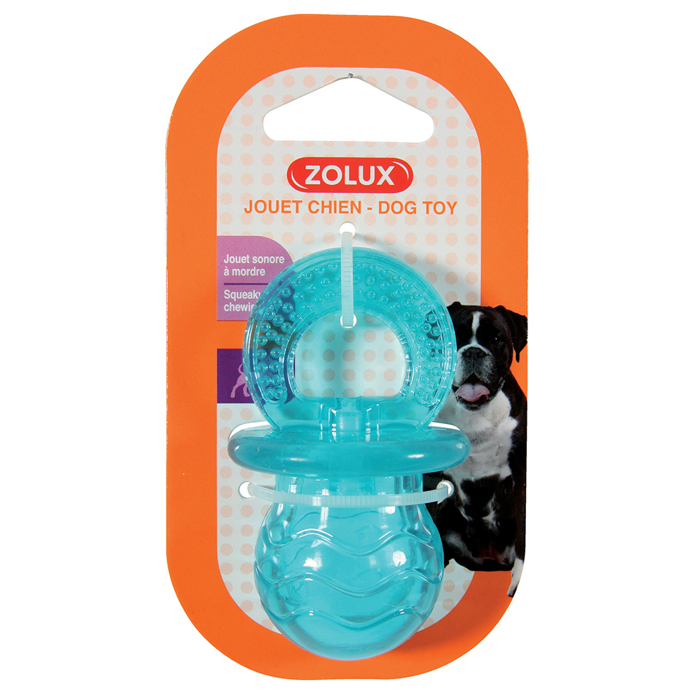 Zolux Hundespielzeug Schnuller Pop, blau - L 4,5 x B 4,5 x H 7,7 cm von Zolux