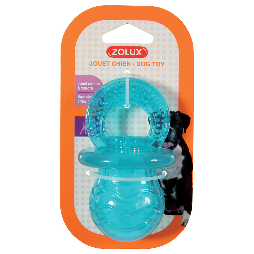Zolux Hundespielzeug Schnuller Pop, blau - L 6 x B 6 x H 10 cm von Zolux