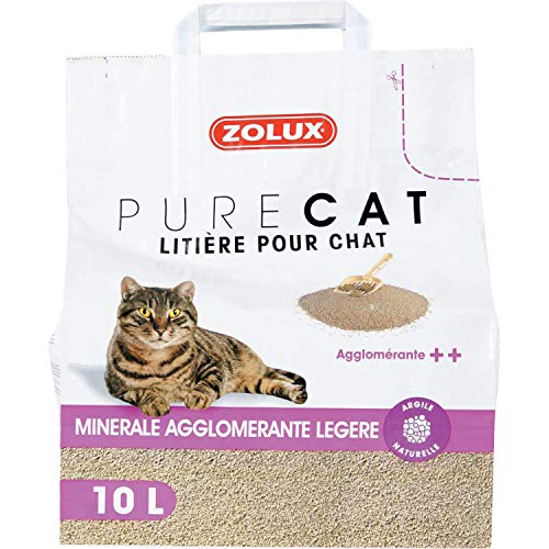 Litière pour chat PURE CAT minérale agglomérante ++ légère 10 L von Zolux