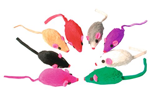 Zolux Packung mit 8 Spielzeugen in Mausform mit Felloptik für Katzen von Zolux