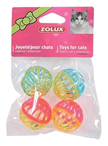 Zolux Set mit 4 Kugeln mit Glöckchen, Katzenspielzeug 3 cm von Zolux