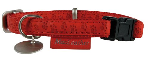marque+generique Halskette Mac Leather Rot Halsumfang 22/32 cm x Breite. 10 mm für Hunde von Zolux