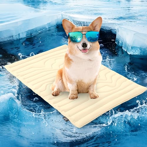 ZonLi Kühlmatte für Hunde, 91,4 x 58,4 cm, mittelgroß, wendbares Kühlkissen für Hunde und Katzen (kühl und warm), langlebig und maschinenwaschbar, Haustiermatte für Kiste, Zwinger, Bett, Sofa, von ZonLi