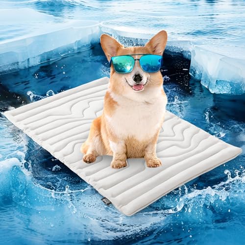 ZonLi Kühlmatte für Hunde, 91,4 x 58,4 cm, mittelgroß, wendbares Kühlkissen für Hunde und Katzen (kühl und warm), langlebig und maschinenwaschbar, Haustiermatte für Kiste, Zwinger, Bett, Sofa, von ZonLi