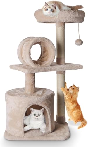 83cm Kratzbaum mit Sisal-Kratzbaum, Luxus-Wohnung, mehrstöckiges Katzen-Klettergerüst mit Spielzeug, Katzen-Innenaktivitätsbaum von ZonQoonz