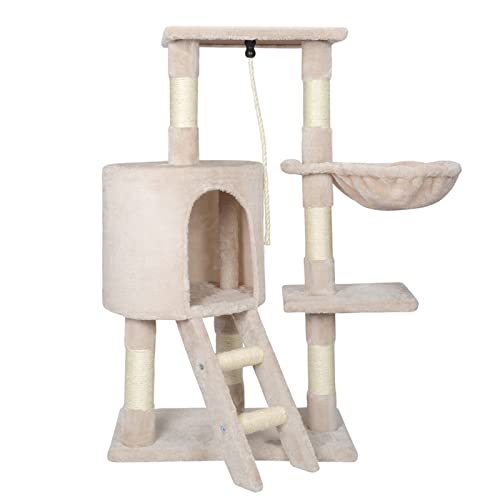 Mehrstöckiger Kratzbaum, 96 cm hoch, 1 Sisalseil, 1 Schlafsack, 1 Baumloch und eine kleine Treppe mit 2 Stufen, Sisal-Kratzbaum für Katzen zum Ausruhen und Spielen Mehrstöckiger Kratzbaum, 96 cm hoch, 1 Sisalseil, 1 Schlafsack, 1 Baumloch und eine kleine Treppe mit 2 Stufen, Sisal-Kratzbaum für Katzen zum Ausruhen und Spielen von ZonQoonz