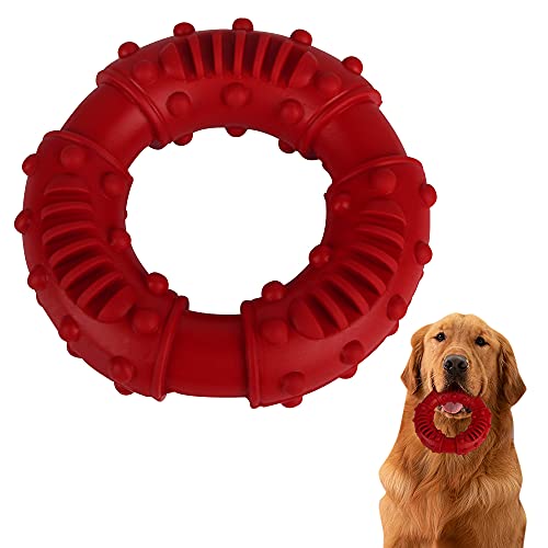 ZoneYan Hundespielzeug für Starke Kauer, Kauspielzeug Ring, Gummi Kauring Unzerstörbar, Zahnpflege Spielzeug für Hunde (Rot) von ZoneYan