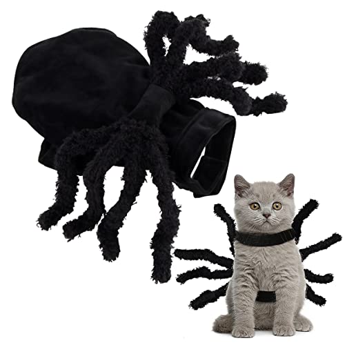 Katze Kleidung Halloween, ZoneYan Katzen Klamotten Fledermaus, Hundekostüm Bat Wings, Haustier Fledermausflügel, Fledermaus Kostüm Hunde, Katze Bat Wings Kostüm, Kostüm für Katzen Flügel (Spinne) von ZoneYan