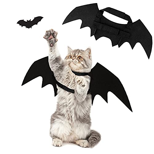 Katze Kleidung Halloween, ZoneYan Katzen Klamotten Fledermaus, Hundekostüm Bat Wings, Haustier Fledermausflügel, Fledermaus Kostüm Hunde, Katze Bat Wings Kostüm, Kostüm für Katzen Flügel (Schläger) von ZoneYan