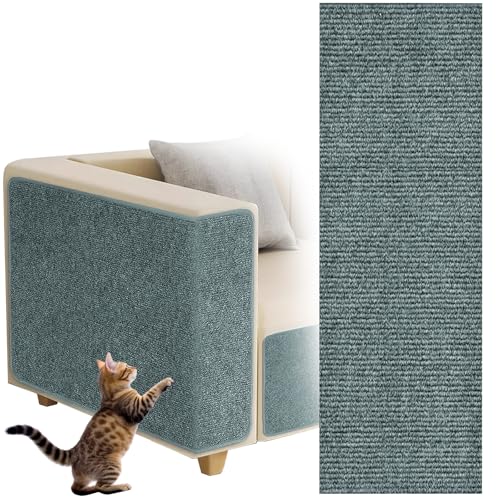 ZoneYan Selbstklebender Kratzteppich für Katzen, 40 x 100cm Zuschneidbare Kratzmatte, Kratzbretter für Wand, Kratzschutz Sofa (Hellgrau) von ZoneYan