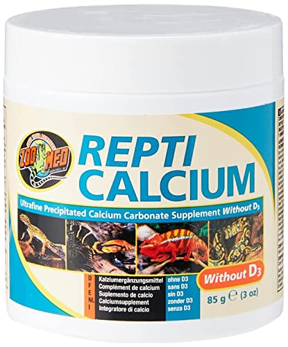Zoo Med A33-3E Repti Calcium ohne D3, 85 g, Nahrungsergänzungsmittel für Reptilien und Amphibien - phosphorfrei! von Zoo Med
