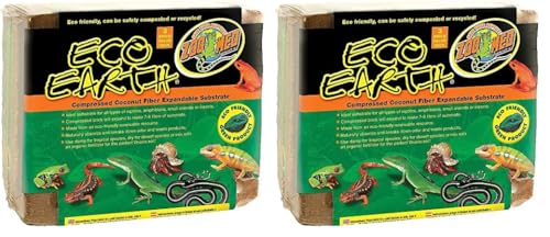 Zoo Med Eco Earth – Natürliches Kokosfaser-Substrat für Terrarien und Reptilien – für Amphibien, Reptilien und Insekten – kompostierbar und recycelbar (6er Pack) von Zoo Med