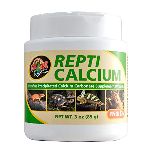 Zoo Med Repti Calcium - Nahrungsergänzungsmittel für Reptilien und Amphibien, Calciumcarbonat für Reptilien D3-frei - 3 OZ/85 GR von Zoo Med