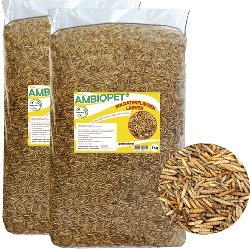 ZooMenu 10kg (5+5) Hermetia - Schwarze Soldatenfliegenlarven getrocknetes Naturfutter für Vögel, Reptilien und Teichfische von ZooMenu