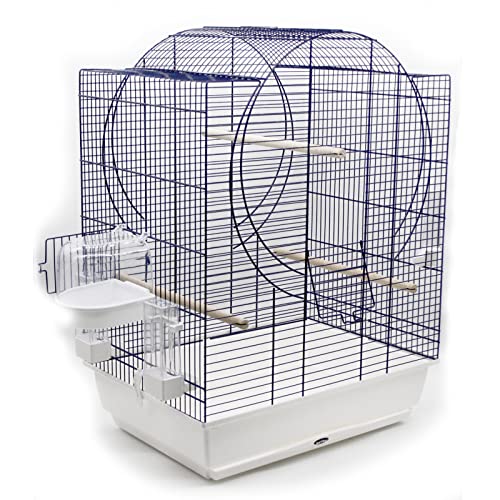 Vogelkäfig Emma + Badehaus und Trinkröhrchen 72x54x38 cm Kobalt blau weiß Käfig Vogelbauer von ZooPaul