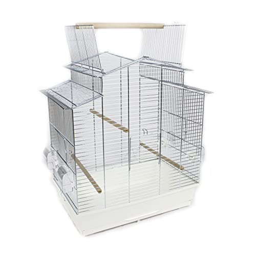 Vogelkäfig Käfig IZA 3 Weiss Vogelhaus 59x38x65 cm Wellensittich Kanarien Exoten von ZooPaul