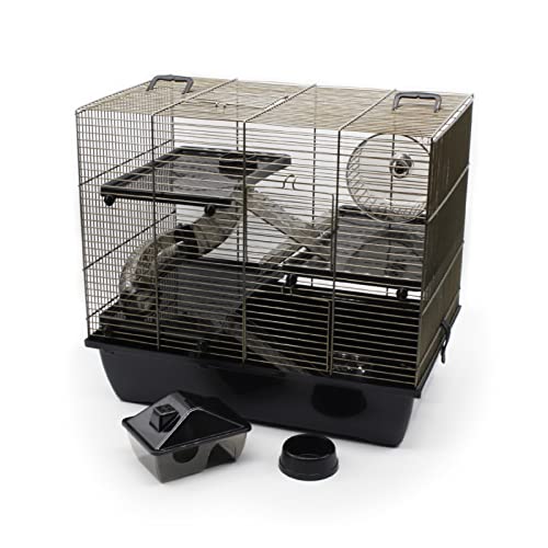 ZooPaul Deluxe Industrial Nagerkäfig Hamsterkäfig in schwarz Messing mit Zubehör von ZooPaul