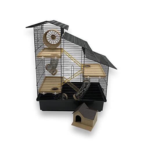 ZooPaul Hamsterkäfig XXL mit Zubehör schwarz beige Maus Nager Käfig Burg Treppe Tunnelsystem von ZooPaul