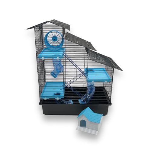 ZooPaul Hamsterkäfig XXL mit Zubehör schwarz blau Maus Nager Käfig Burg Treppe Tunnelsystem von ZooPaul