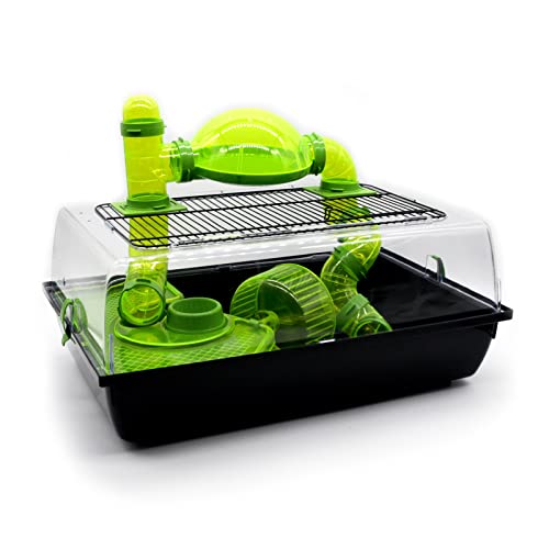 ZooPaul Nagerkäfig Hamsterkäfig Mäusekäfig mit Zubehör Nager Maus Hamster (schwarz grün) von ZooPaul