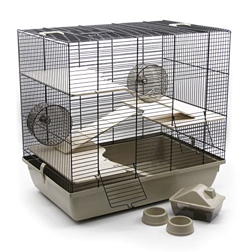 ZooPaul Premium Nagerkäfig Hamsterkäfig XXL inkl. Zubehör beige/schwarz 60x36x54cm Maus Kleintiere von ZooPaul