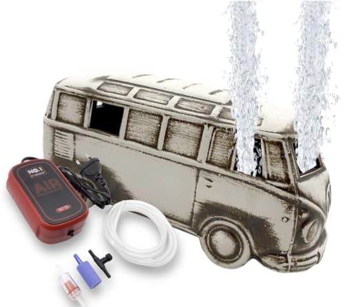 ZooPaul Sprudel Set Keramik Deko und Pumpe + Zubehör Dekoration Aquarium Bus Camper Samba Auto groß von ZooPaul