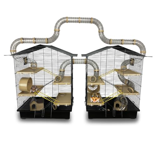 ZooPaul XXL Nagerkäfig Hamsterkäfig schwarz beige Maus Käfig Tunnelsystem Zubehör 2er Set von ZooPaul