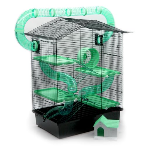 ZooPaul XXL Nagerkäfig Hamsterkäfig schwarz grün Maus Käfig Tunnelsystem Zubehör von ZooPaul