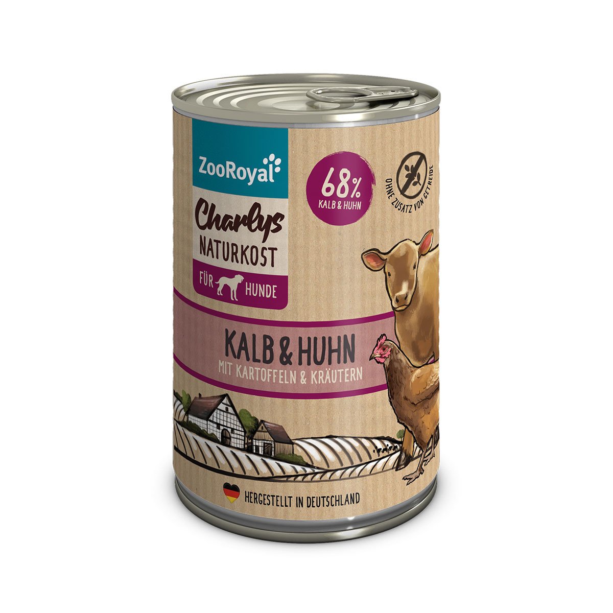 ZooRoyal Charlys Naturkost Kalb, Huhn, Kartoffeln, Kräuter 6x400g von ZooRoyal Charlys Naturkost