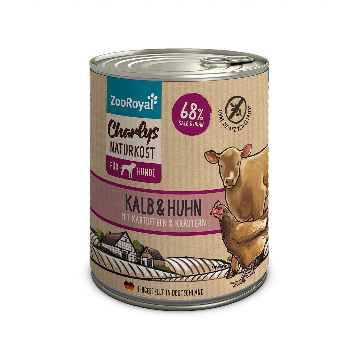 ZooRoyal Charlys Naturkost Kalb, Huhn, Kartoffeln & Kräuter 6x800g von ZooRoyal Charlys Naturkost