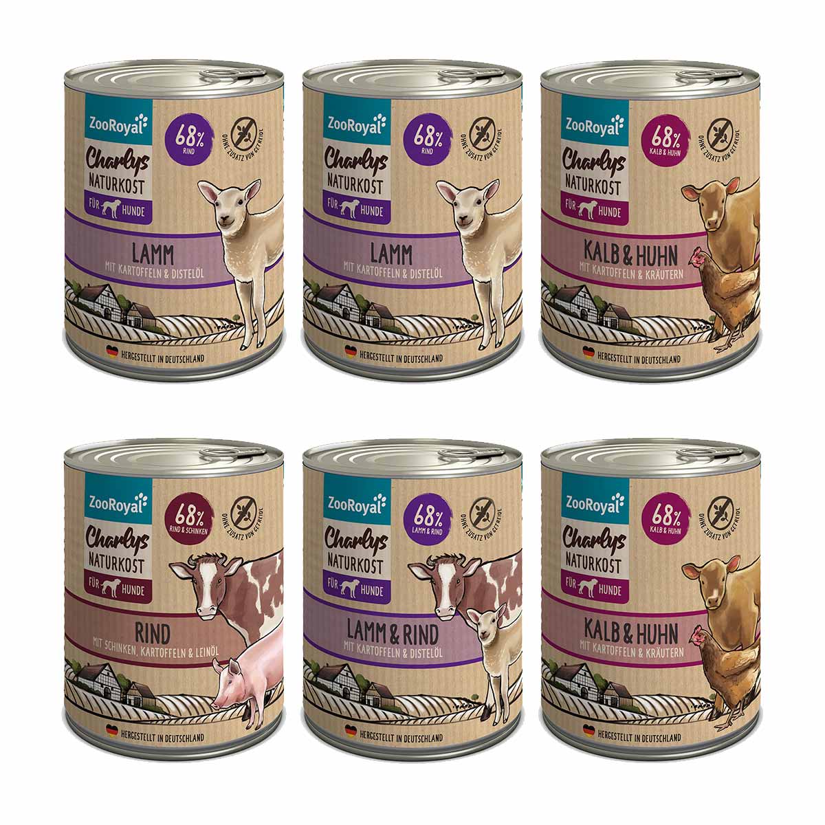 ZooRoyal Charlys Naturkost Mixpaket 6x800g von ZooRoyal Charlys Naturkost