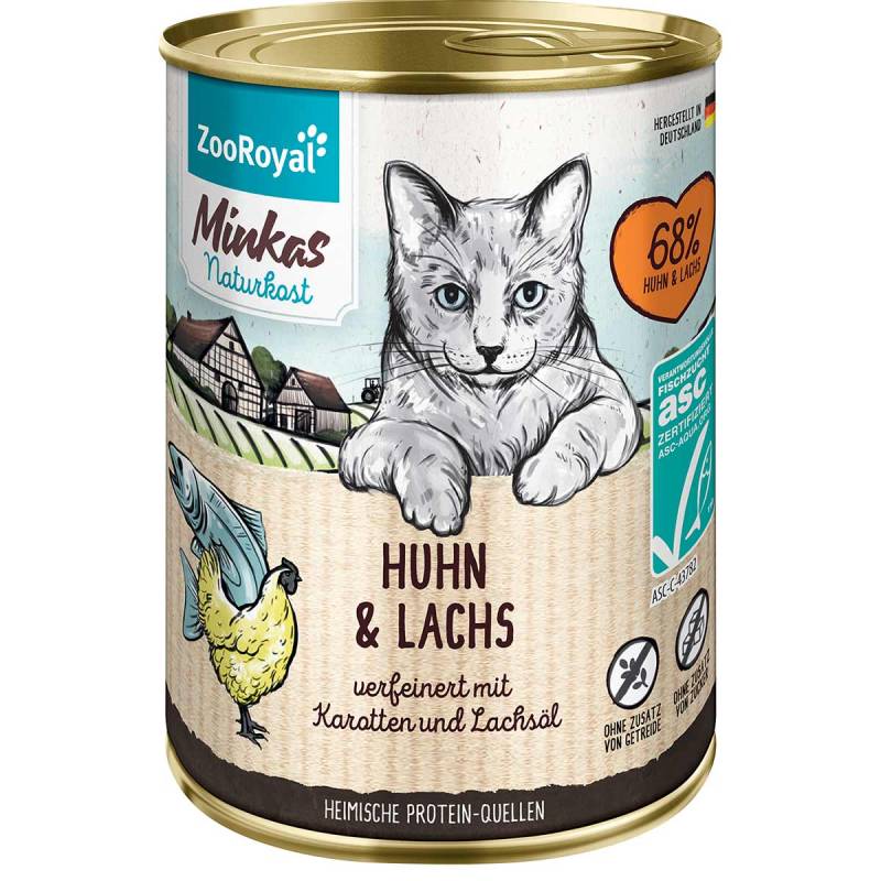 ZooRoyal Minkas Huhn & ASC Lachs mit Karotten 6x400 g von ZooRoyal Minkas Naturkost